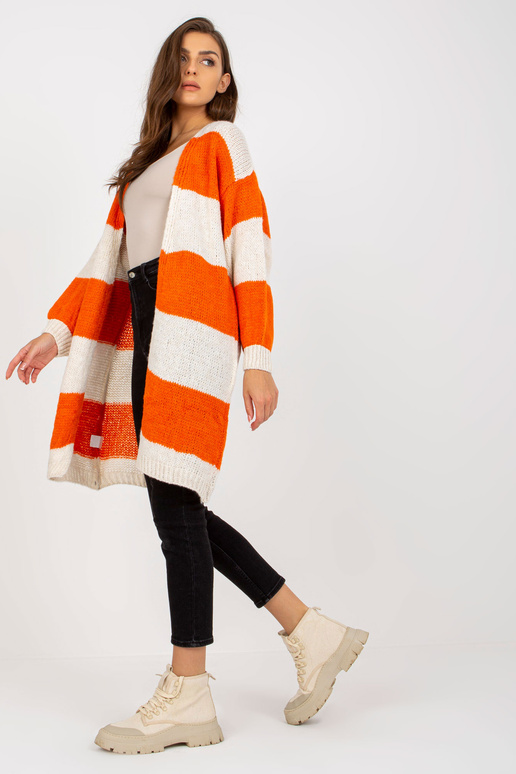 Ecru-oranž kootud kardigan triipudega... Ecru-oranž kootud kardigan triipudega...