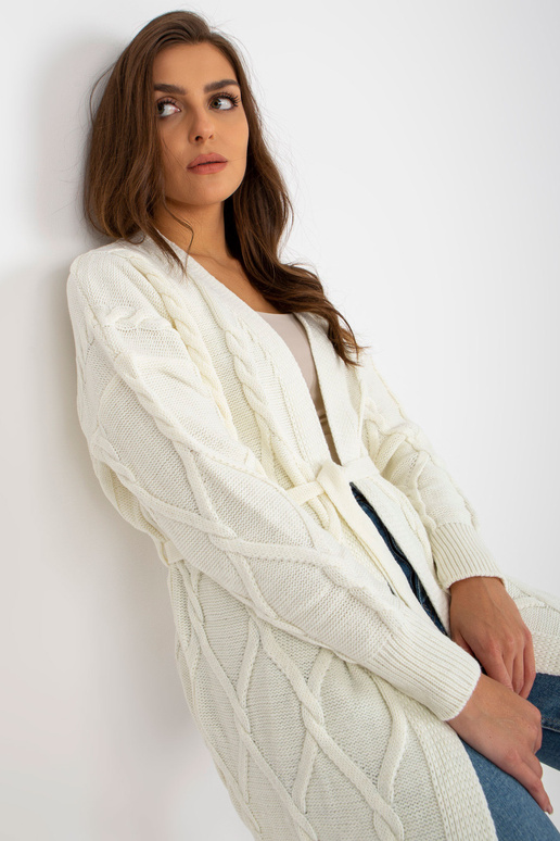 Ecru pikk kardigan köitega RUE PARIS