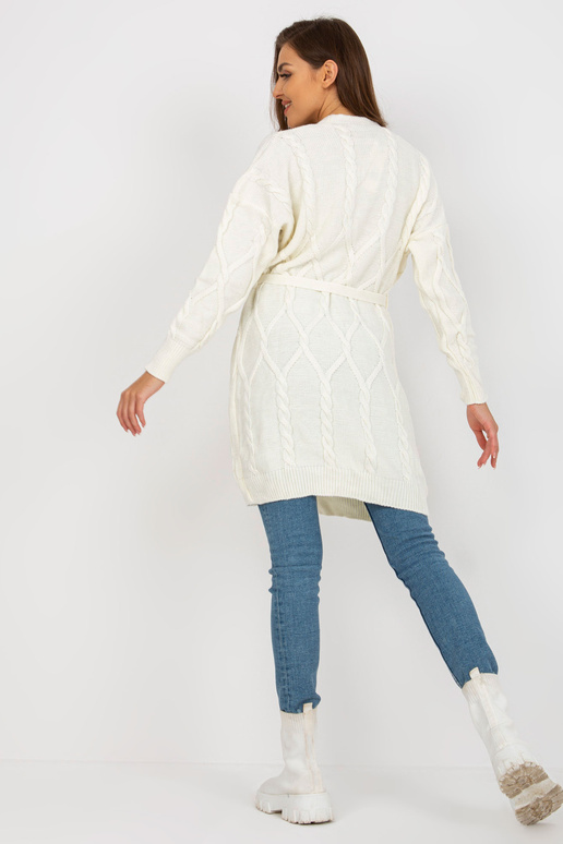Ecru pikk kardigan köitega RUE PARIS