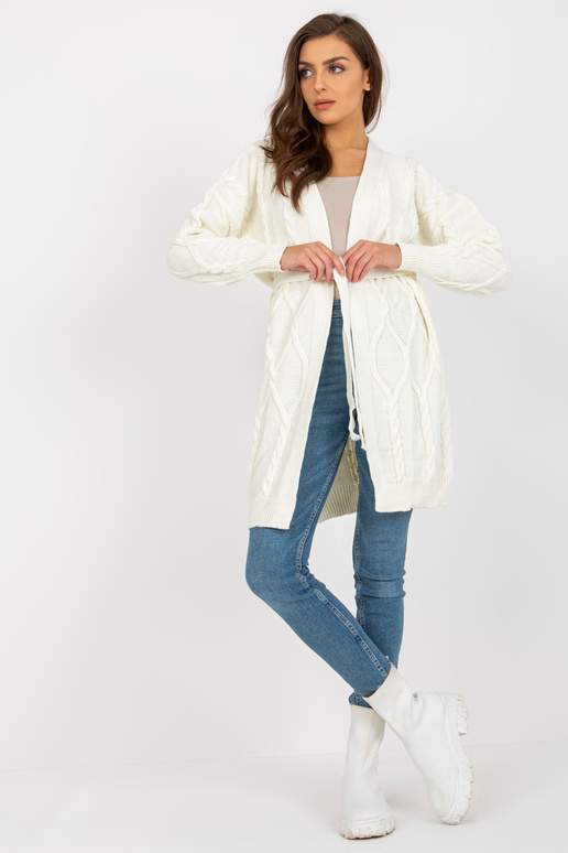 Ecru pikk kardigan köitega RUE PARIS