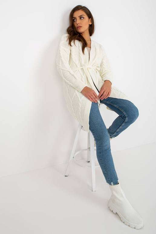 Ecru pikk kardigan köitega RUE PARIS