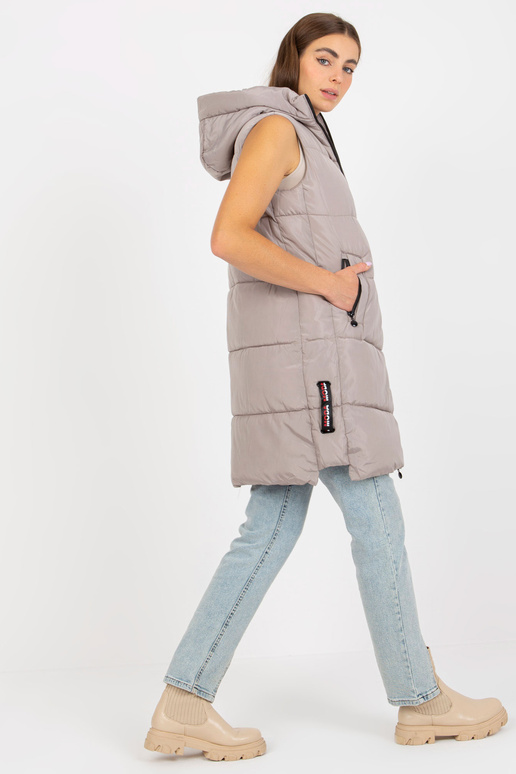 Tumebeež tepitud sulevest kapuutsiga Tumebeež tepitud sulevest kapuutsiga