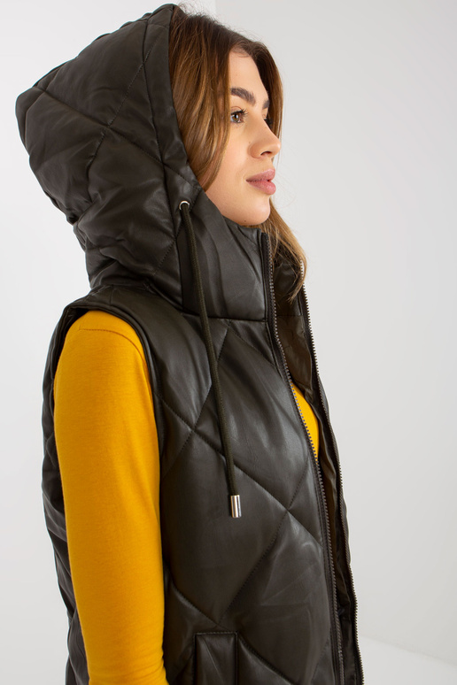 Khaki värvi pikk tepitud vest ökonahast Khaki värvi pikk tepitud vest ökonahast