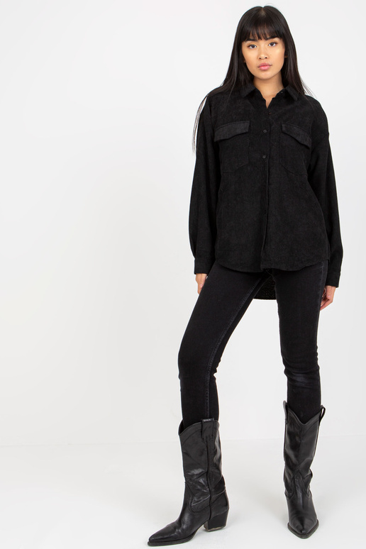 Must velvetist nööbiga särk