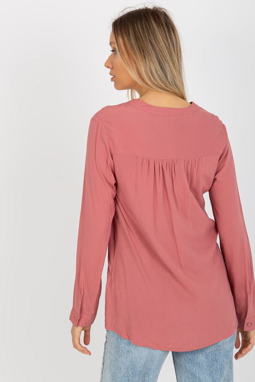 Tolmuroosa sile pluus V-kaelusega...