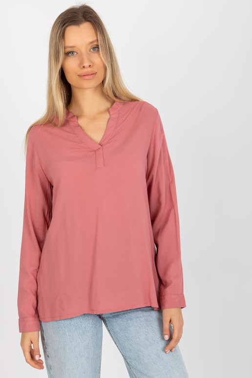 Tolmuroosa sile pluus V-kaelusega...