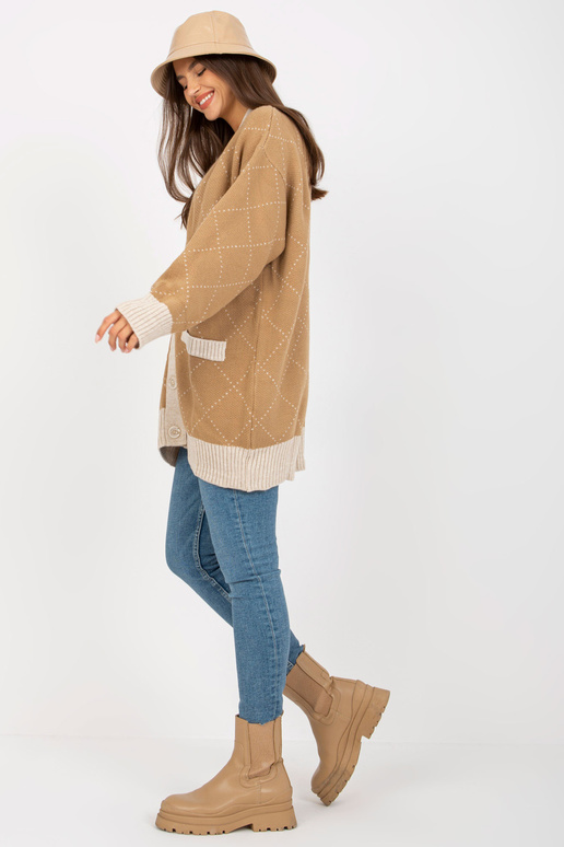 Nööbiga suletav kaamelkardigan RUE PARIS