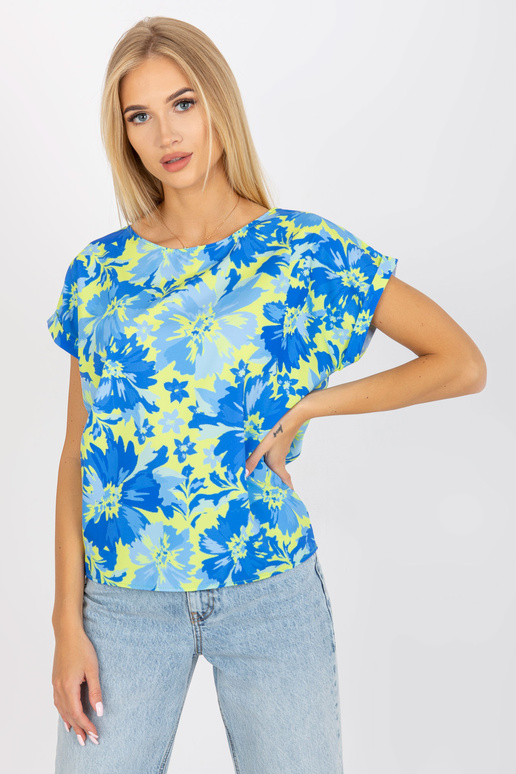 Sinine ja kollane avar pluus trükiga...