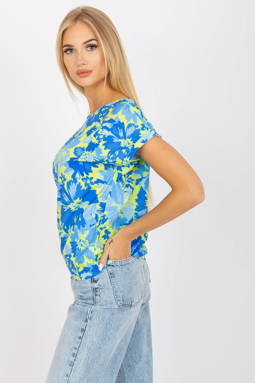 Sinine ja kollane avar pluus trükiga...