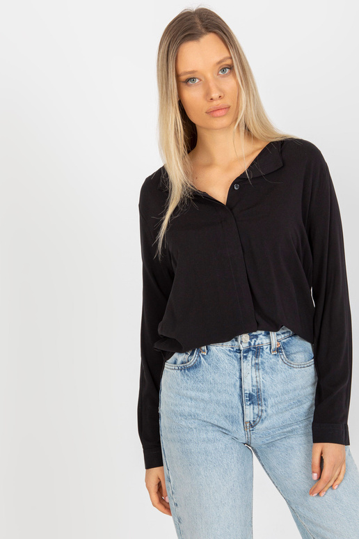 Must viskoosist särkpluus V-kaelusega...