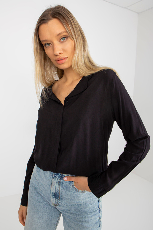 Must viskoosist särkpluus V-kaelusega...