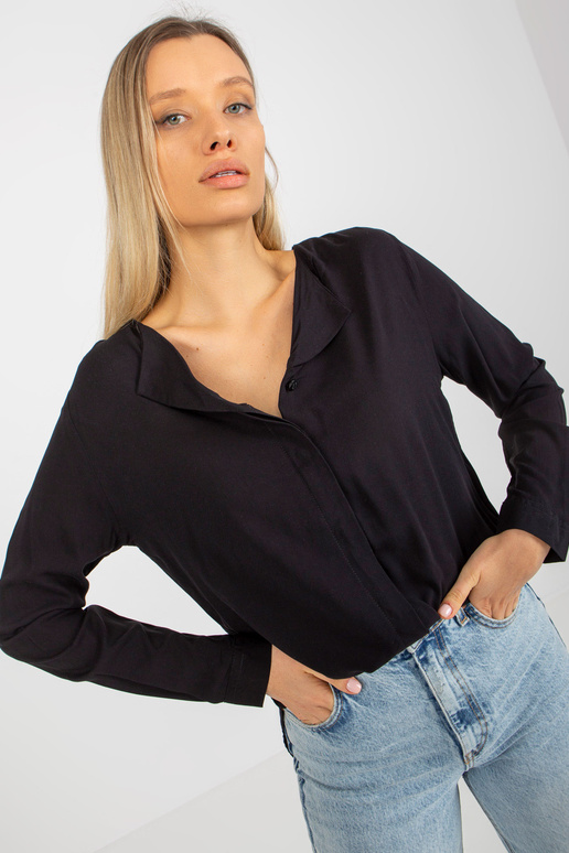 Must viskoosist särkpluus V-kaelusega...