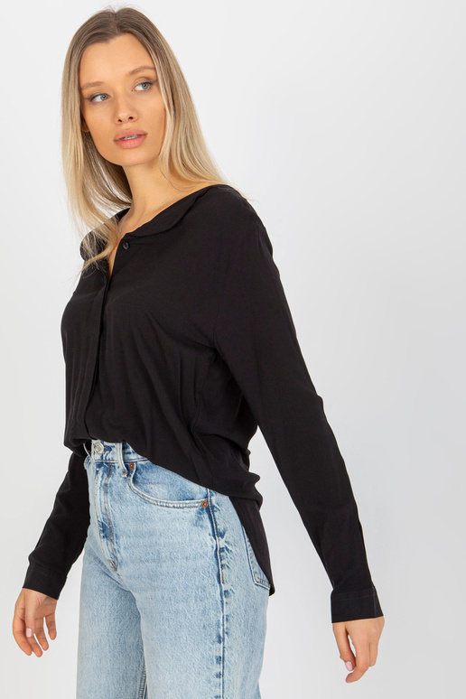 Must viskoosist särkpluus V-kaelusega...