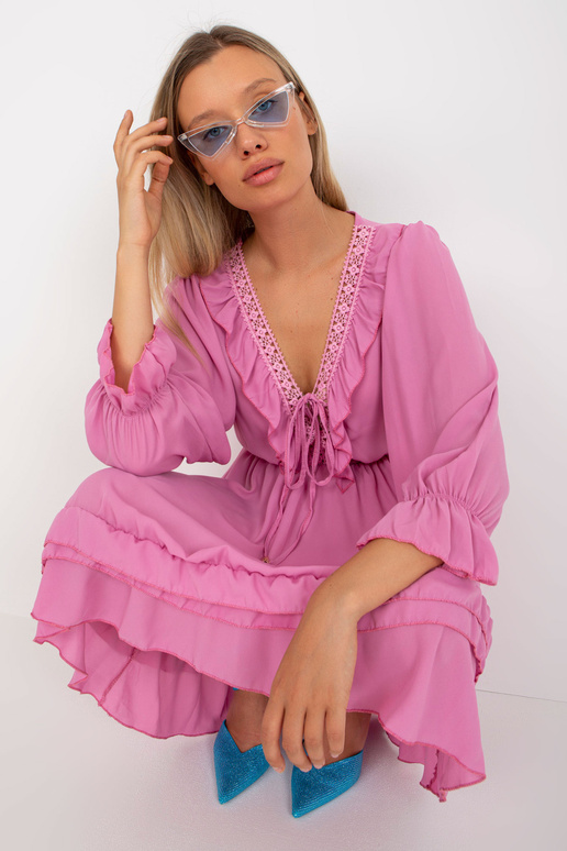 Roosa boho kleit volangidega...