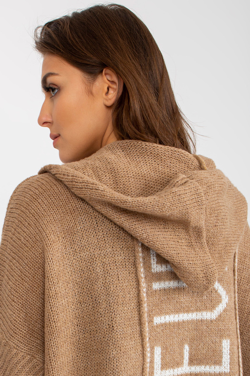 Tumebeež kootud kapuutsiga kardigan...