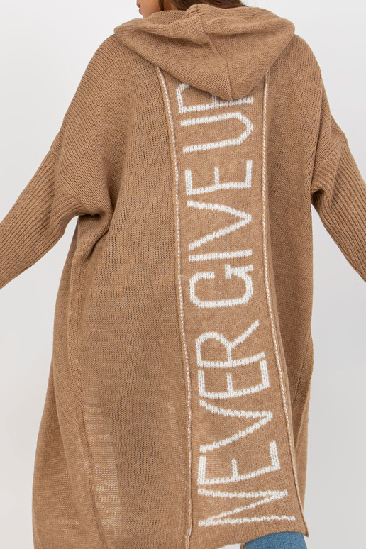 Tumebeež kootud kapuutsiga kardigan...