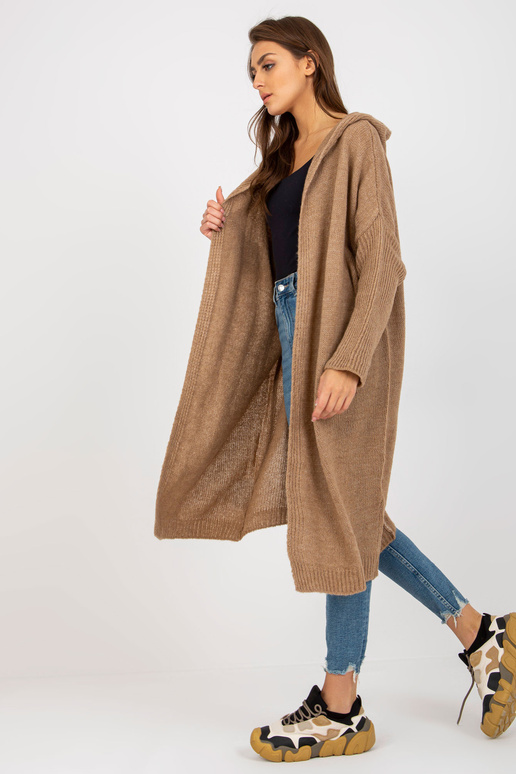 Tumebeež kootud kapuutsiga kardigan...