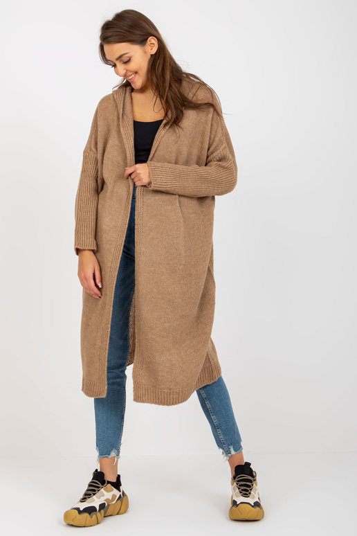 Tumebeež kootud kapuutsiga kardigan...