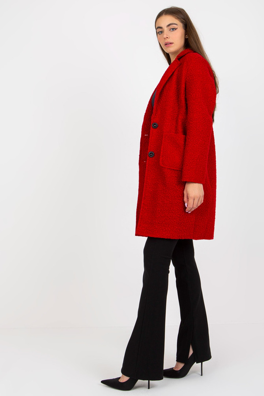 Tumepunane taskutega plüüsmantel OCH...