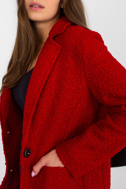 Tumepunane taskutega plüüsmantel OCH...