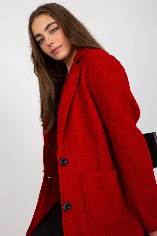 Tumepunane taskutega plüüsmantel OCH...