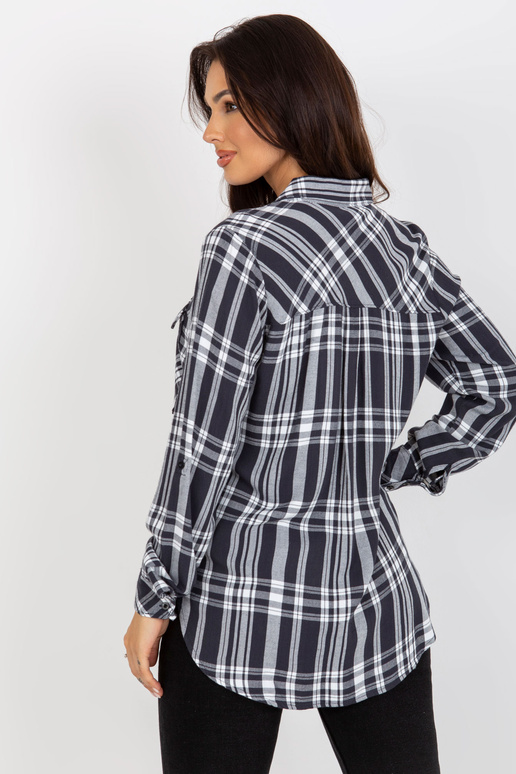 Tumehall naiste ruuduline taskutega särk