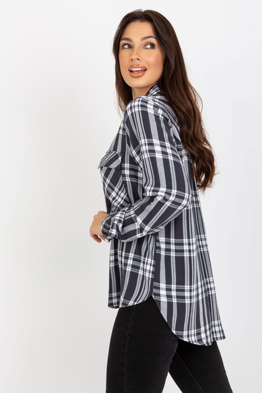 Tumehall naiste ruuduline taskutega särk