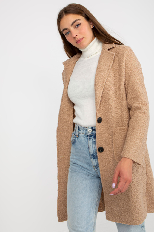 Beež plüüsmantel punnkinnisega OCH BELLA