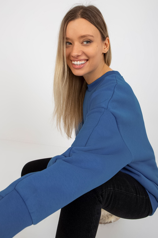 Tumesinine ümara kaelusega dressipluus