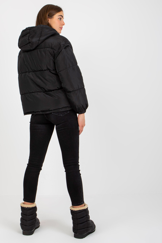 Must tepitud talvejope 2in1 kapuutsiga Must tepitud talvejope 2in1 kapuutsiga