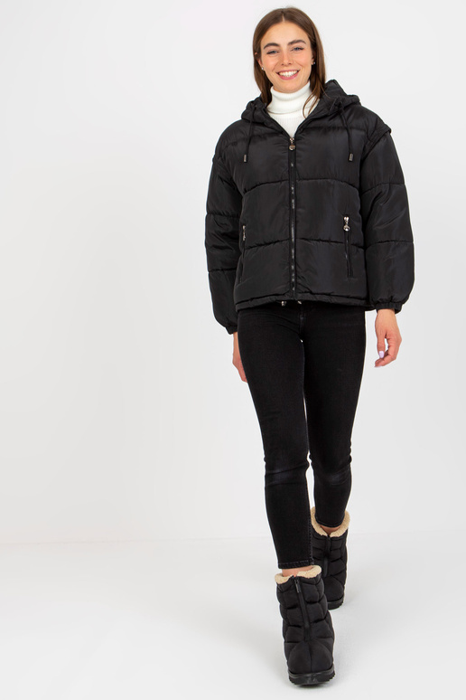 Must tepitud talvejope 2in1 kapuutsiga Must tepitud talvejope 2in1 kapuutsiga