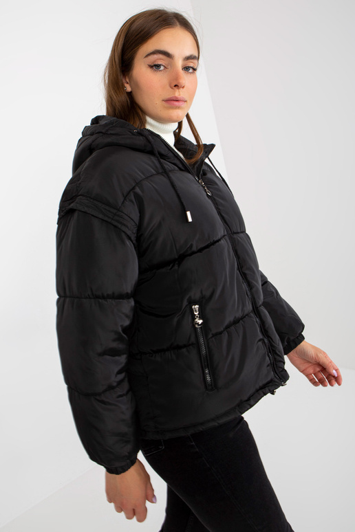 Must tepitud talvejope 2in1 kapuutsiga Must tepitud talvejope 2in1 kapuutsiga