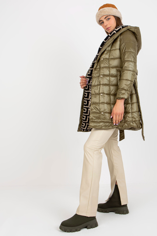 Khaki tepitud üleminekujakk köitmisega Khaki tepitud üleminekujakk köitmisega