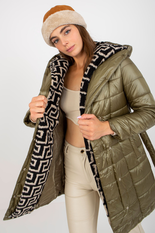 Khaki tepitud üleminekujakk köitmisega Khaki tepitud üleminekujakk köitmisega