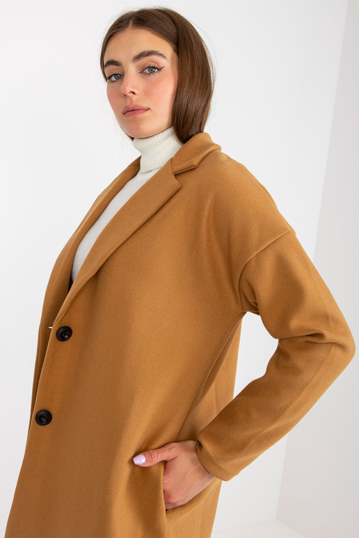 Kaameli üherealine taskutega mantel...