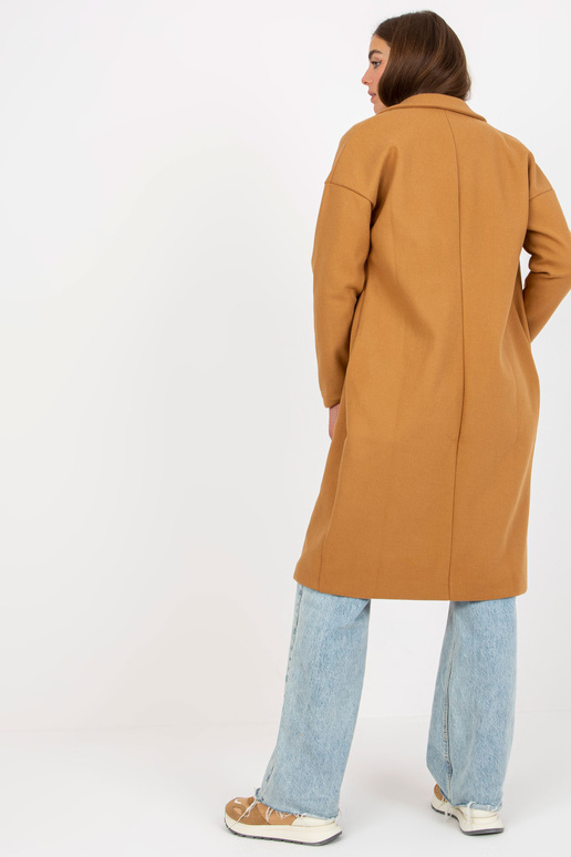 Kaameli üherealine taskutega mantel...