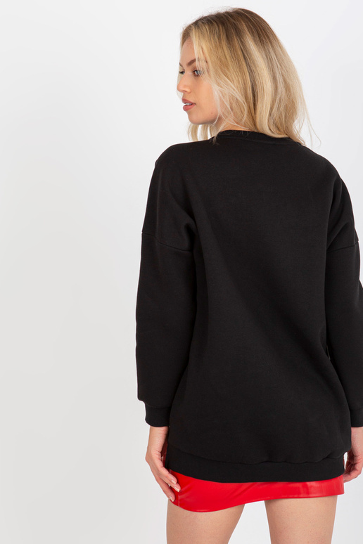 Must ümmarguse kaelusega dressipluus