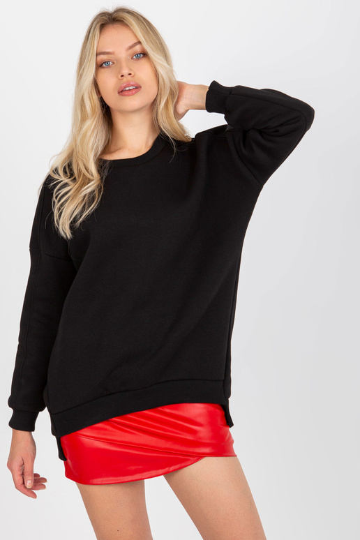 Must ümmarguse kaelusega dressipluus