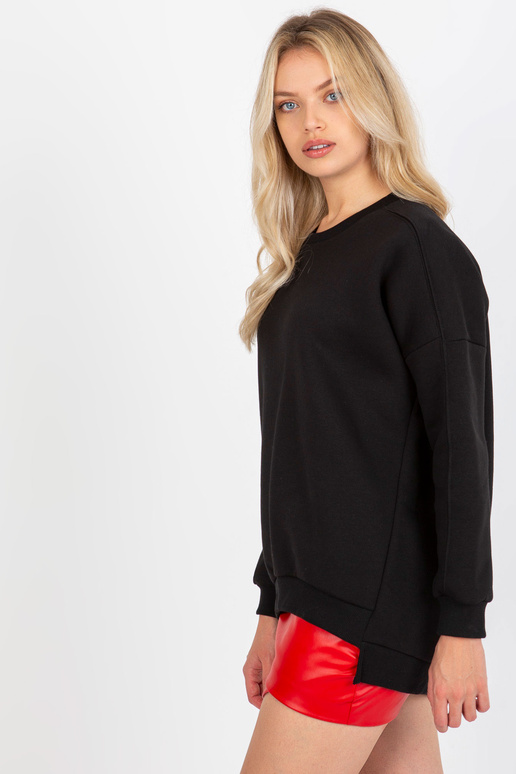 Must ümmarguse kaelusega dressipluus