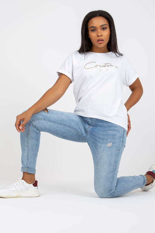 Valge asümmeetriline pluss suuruses...