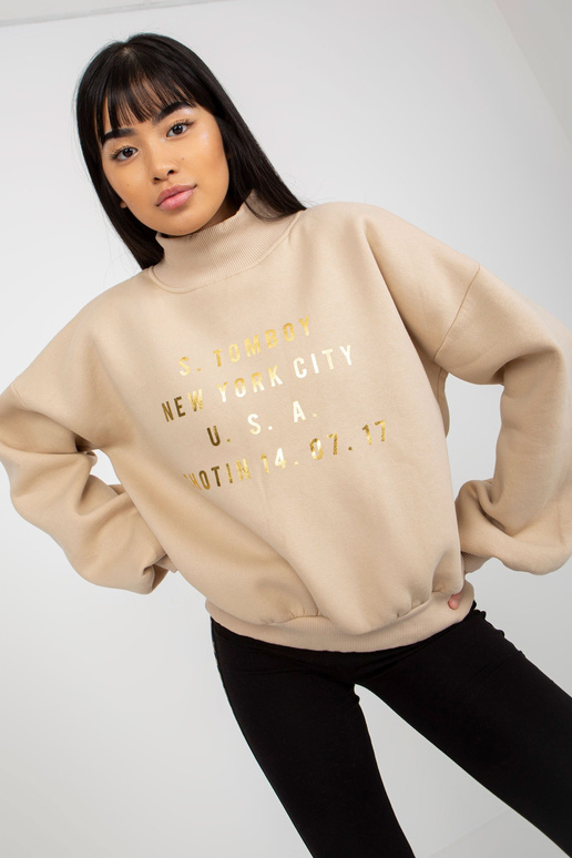 Beež dressipluus kirjade ja kaelusega