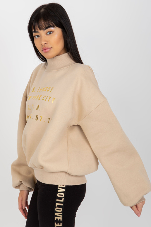 Beež dressipluus kirjade ja kaelusega