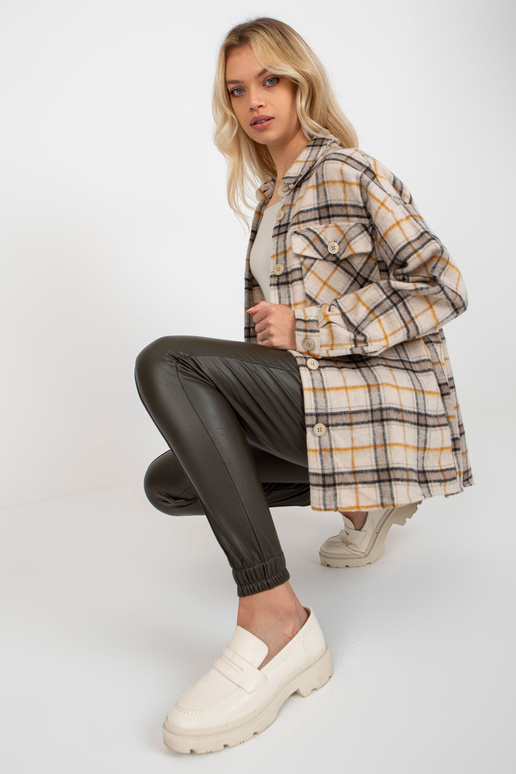 Beež naiste soe ruuduline taskutega särk