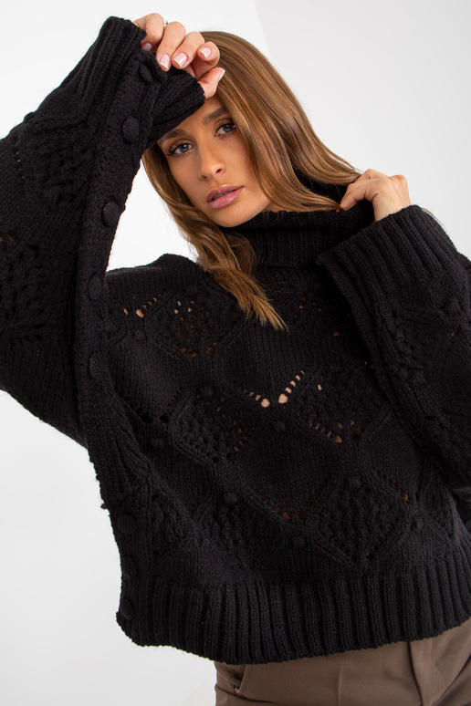 Schwarzer Durchbrochener Pullover...