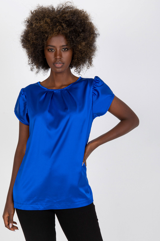 Tumesinine ümara kaelusega sile pluus...