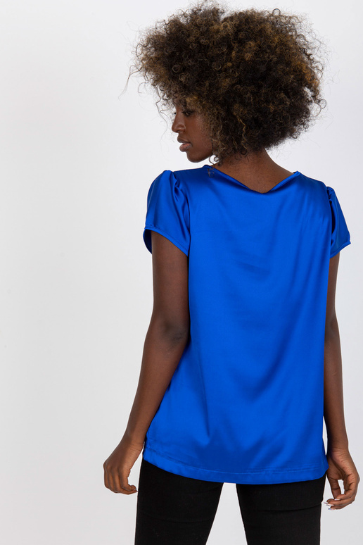 Tumesinine ümara kaelusega sile pluus...