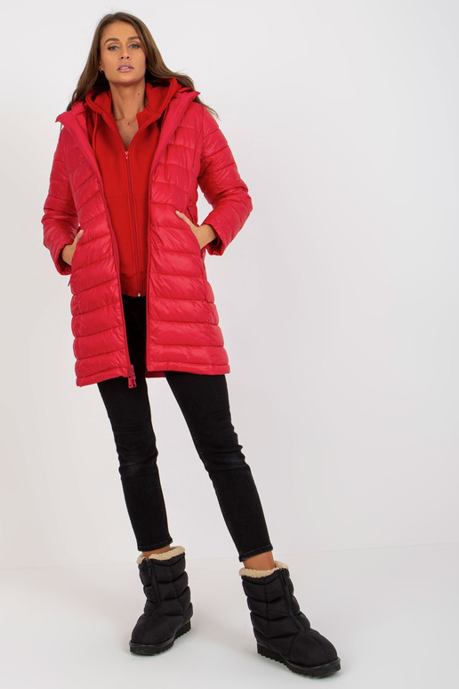 Rote doppelseitige übergangsjacke mit... Rote doppelseitige übergangsjacke mit...