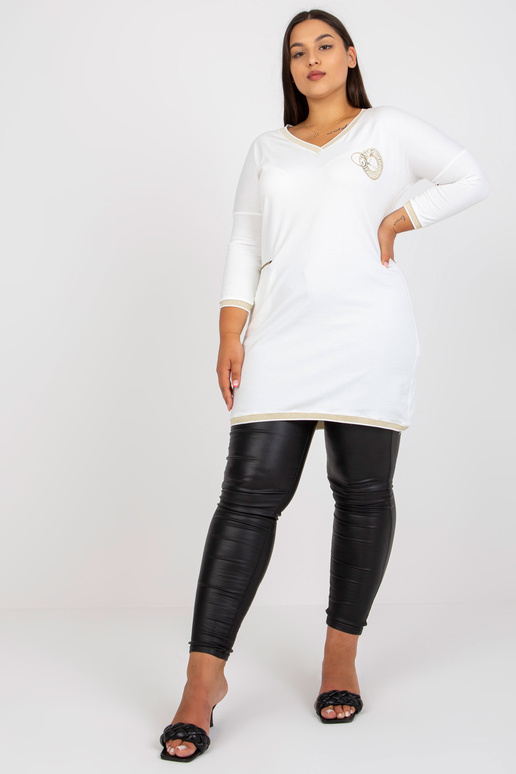 Valge puuvillane suures V-kaelusega...