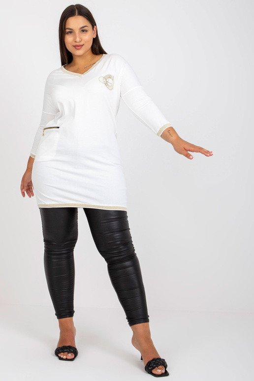 Valge puuvillane suures V-kaelusega...