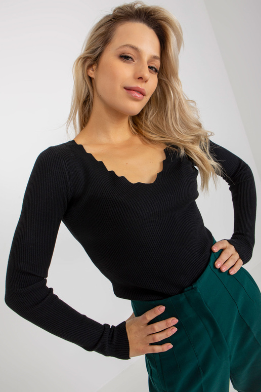 Black Plain Stripe klassikaline kampsun